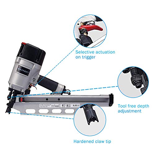 BHTOP 9021NS Framing Nailer 21 Degree 3-1/2" with Depth Adjustment Professional Air Nail Gun