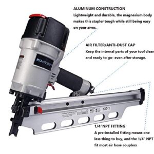 BHTOP 9021NS Framing Nailer 21 Degree 3-1/2" with Depth Adjustment Professional Air Nail Gun