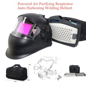 Powered Air Purifying Respirator Auto Darkening Welding Helmet, Personal Protective Equipment, Industry Welding Mask PAPR Kit (B. Helmet PAPR Kit)