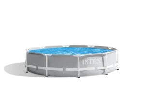 intex 26701eh prism frame premium above ground swimming pool set: 10ft x 30in – includes 330 gph cartridge filter pump supertough puncture resistant rust 1185 gallon capacity, gray