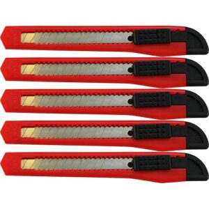 Box Cutter/Hobby Retractable Utility Knife with Strong Snap off Blades (10 Pack)- Great Knife for Cutting Boxes, Panels, tough Packaging, and Much More