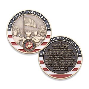 Marine Corps First Salute Challenge Coin - USMC Challenge Coin - Amazing US Marine Corps Military Coin - Designed by Marines for Marines