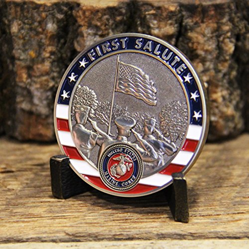 Marine Corps First Salute Challenge Coin - USMC Challenge Coin - Amazing US Marine Corps Military Coin - Designed by Marines for Marines