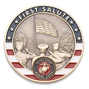 Marine Corps First Salute Challenge Coin - USMC Challenge Coin - Amazing US Marine Corps Military Coin - Designed by Marines for Marines