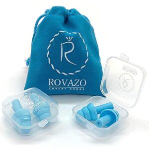 Reusable Silicone Ear Plugs - 2 Pairs - NRR 32, Waterproof, Hypoallergenic - Ultra Comfortable Noise Reduction Earplugs for Swimming, Concerts and Airplanes - Gift Travel Pouch