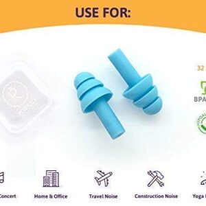 Reusable Silicone Ear Plugs - 2 Pairs - NRR 32, Waterproof, Hypoallergenic - Ultra Comfortable Noise Reduction Earplugs for Swimming, Concerts and Airplanes - Gift Travel Pouch