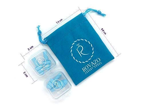 Reusable Silicone Ear Plugs - 2 Pairs - NRR 32, Waterproof, Hypoallergenic - Ultra Comfortable Noise Reduction Earplugs for Swimming, Concerts and Airplanes - Gift Travel Pouch