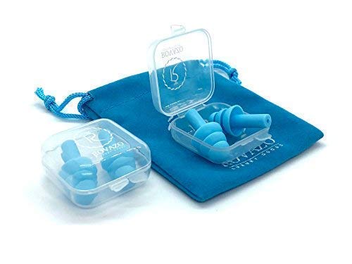 Reusable Silicone Ear Plugs - 2 Pairs - NRR 32, Waterproof, Hypoallergenic - Ultra Comfortable Noise Reduction Earplugs for Swimming, Concerts and Airplanes - Gift Travel Pouch