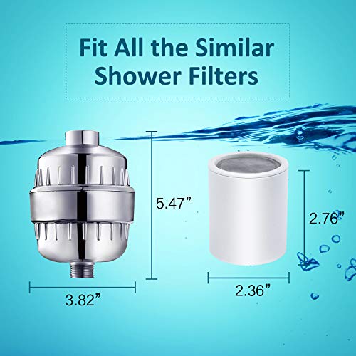 Pack of 2, 12-Stage Replacement Shower Water Filter Cartridges with Vitamin C for Hard Water - Compatible with Universal Shower Heads and Handheld Shower - Removing Chlorine, Heavy Metals, Sulfur Odor