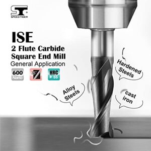 SPEED TIGER Micrograin Carbide Square End Mill - 2 Flute - ISE1/16"2T (5 Pieces, 1/16") - for Milling Alloy Steels, Hardened Steel, Metal & More –Mill Bits Sets for DIYers & Professionals