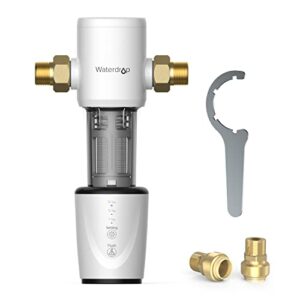 waterdrop spin down sediment filter, whole house water filter system, auto flushing backwash, 40-50 micron, traps sand, bpa free, wd-pfa