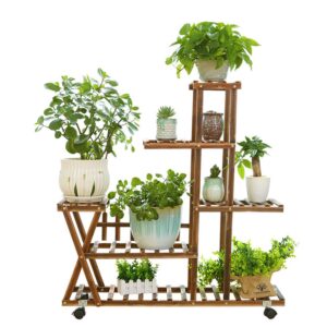 wooden 5 tier plant stand flower rack bonsai holder home garden corner shelf