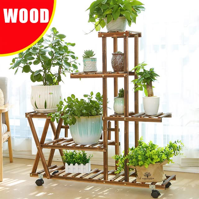 Wooden 5 Tier Plant Stand Flower Rack Bonsai Holder Home Garden Corner Shelf