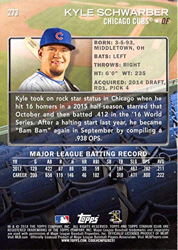 2018 Topps Stadium Club #273 Kyle Schwarber Chicago Cubs Baseball Card - GOTBASEBALLCARDS