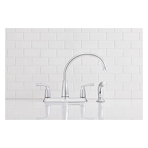 Moen 87403 Bexley Chrome 2Handle Lever Kitchen Faucet with Sprayer