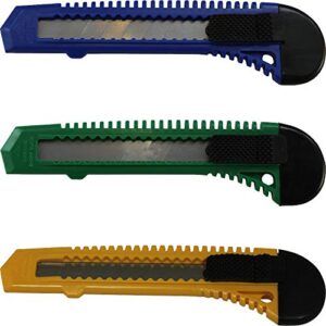 box cutter utility knife tool with retractable snap off razor blade x24 mix color