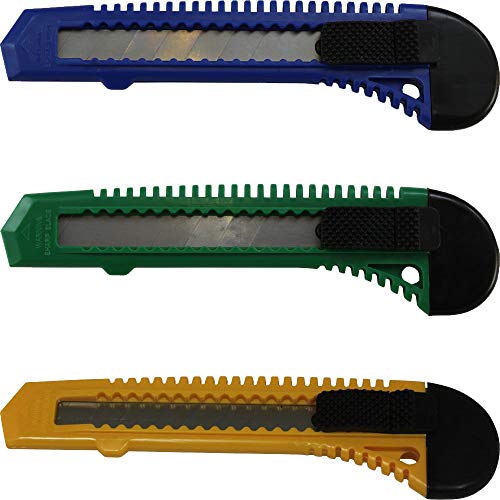 Box Cutter Utility Knife Tool with Retractable Snap off Razor Blade x24 Mix Color