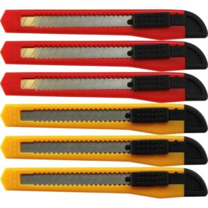 utility knife box cutter retractable blade snap off razor knife with safety lock 5" wholesale lot (6 pack)