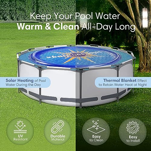 Solar Sun Rings 60 Inch Above Ground or Inground Swimming Pool Hot Tub Spa Heating Accessory Circular Heater Solar Cover, Blue (Cover Only)