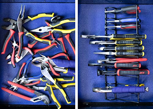 Plier Organizer Rack (2 Pack) Holds A Total of 30 Spring Loaded, Regular and Wide Handle Insulated Pliers, Two Tool Box Organizers, Pliers Storage That Fits Nicely in Your Tool Drawer or Tool Chest