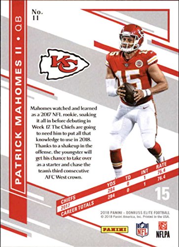 2018 Donruss Elite #11 Patrick Mahomes II Chiefs Football Card