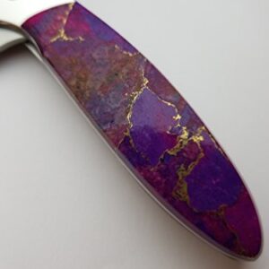 Santa Fe Stoneworks Purple Turquoise handle Pocketknife on Leek Blade A/O