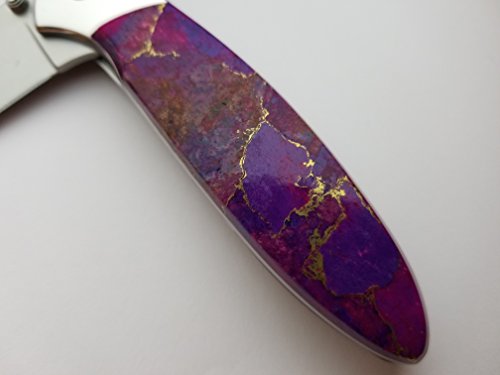 Santa Fe Stoneworks Purple Turquoise handle Pocketknife on Leek Blade A/O