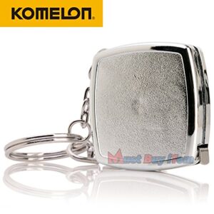 Komelon KMC-14C Keymaster Metric Tape Measure 2-Meter/Diameter Keychain Pocket Mini Key Chain Ring Chrome Coated Measuring Tool with English Manual Included