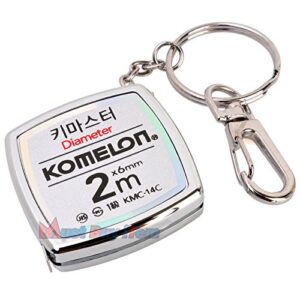 Komelon KMC-14C Keymaster Metric Tape Measure 2-Meter/Diameter Keychain Pocket Mini Key Chain Ring Chrome Coated Measuring Tool with English Manual Included