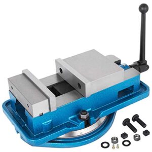 happybuy 6 inch heavy duty milling vise bench clamp vise high precision clamping vise 6 inch jaw width with 360 degrees swiveling base cnc vise