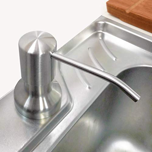 Kabter Built in Deck Mount Kitchen Sink Soap Dispenser 17oz, Brushed Stainless Steel