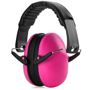 medca ear muffs noise protection - pink hearing protection and noise cancelling reduction safety ear muffs, fits children and adults for shooting, hunting, woodworking, gun range, mowing, and more