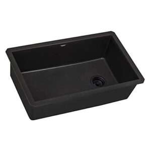 ruvati 32 x 19 inch undermount granite composite single bowl kitchen sink - midnight black - rvg2033bk