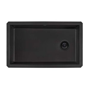 Ruvati 32 x 19 inch Undermount Granite Composite Single Bowl Kitchen Sink - Midnight Black - RVG2033BK