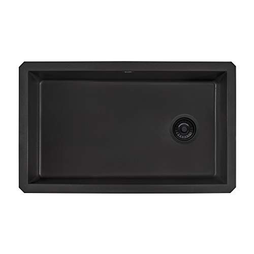 Ruvati 32 x 19 inch Undermount Granite Composite Single Bowl Kitchen Sink - Midnight Black - RVG2033BK