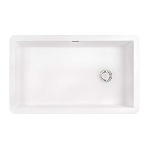 ruvati 32 x 19 inch undermount granite composite single bowl kitchen sink - arctic white - rvg2033wh