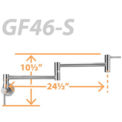 Geyser GF46-S Andorra Series Stainless Steel Wall Mount Two Handle Pot Filler Faucet (Brushed Stainless Steel Finish)