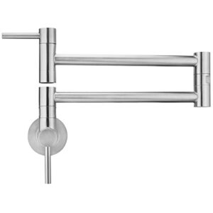 Geyser GF46-S Andorra Series Stainless Steel Wall Mount Two Handle Pot Filler Faucet (Brushed Stainless Steel Finish)