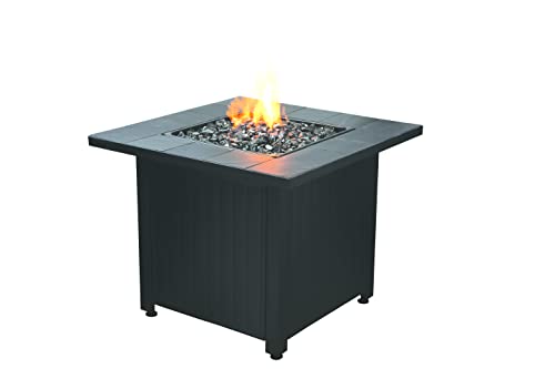 Endless Summer Sleek 30,000 BTU Liquid Propane Outdoor Home Patio Fire Pit Table with Fire Glass Rocks and Protective Cover, Black