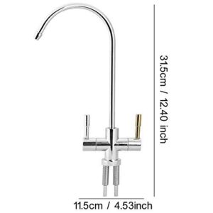 Aramox Faucet, 1/4'' Double Holes Sink Faucet Tap Chrome Reverse Osmosis RO Drinking Water Filter