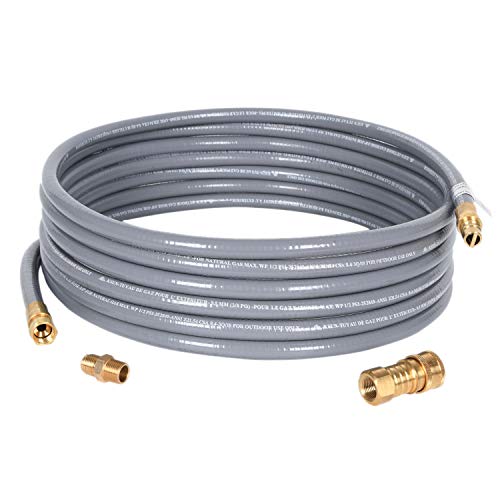 GasSaf 3/8 Inch ID Natural Gas Hose 24 Feet Quick Connect Gas Hose with 3/8 Female Pipe Thread x 3/8 Male Flare Conversion Kit for Gas Grill, Patio Heater, Generator and More