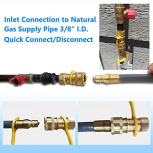 GasSaf 3/8 Inch ID Natural Gas Hose 24 Feet Quick Connect Gas Hose with 3/8 Female Pipe Thread x 3/8 Male Flare Conversion Kit for Gas Grill, Patio Heater, Generator and More