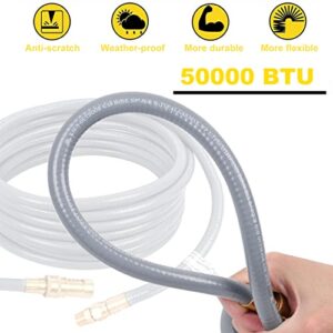 GasSaf 3/8 Inch ID Natural Gas Hose 24 Feet Quick Connect Gas Hose with 3/8 Female Pipe Thread x 3/8 Male Flare Conversion Kit for Gas Grill, Patio Heater, Generator and More