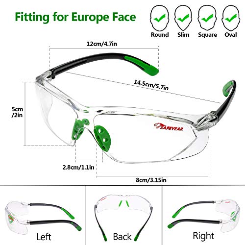 SAFEYEAR Anti Fog Z87 Safety Glasses for Men & Women Protective Eyewear Lab Work Glasses