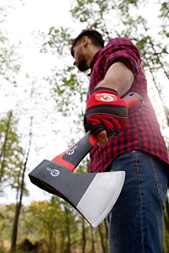 INTERTOOL 15” Hatchet Axe, Small Camp Hand Axe, 1.3 lbs, Wood Chopping, Splitting, Shock Absorbing Fiberglass Anti-Slip Handle HT-0261