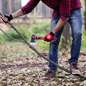 INTERTOOL 15” Hatchet Axe, 1.8 lbs, Small Camping Ax, Wood Cutting and Chopping, Shock Absorbing Fiberglass Anti-Slip Handle HT-0262