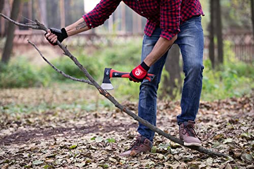 INTERTOOL 15” Hatchet Axe, 1.8 lbs, Small Camping Ax, Wood Cutting and Chopping, Shock Absorbing Fiberglass Anti-Slip Handle HT-0262