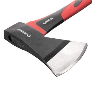 INTERTOOL 15” Hatchet Axe, 1.8 lbs, Small Camping Ax, Wood Cutting and Chopping, Shock Absorbing Fiberglass Anti-Slip Handle HT-0262