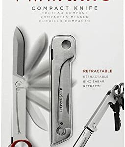 KeySmart Mini Knife - Keychain Pocket Knife, Compact Folding Boc Cutter with Stainless Steel, Add-On Accessory (Silver)