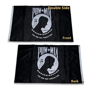 pow mia flag embroidered 3x5 outdoor - heavy duty double sided you are not forgotten war flags 300d nylon military pow flags for outside